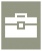 A white icon showing a toolbox on a greenish gray background.