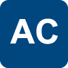 The letters "A" and "C" written in white on a dark blue background square with rounded corners.